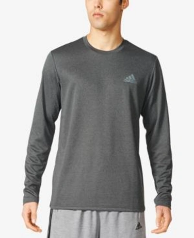 Shop Adidas Originals Adidas Men's Climalite Long-sleeve T-shirt In Dark Grey Heather