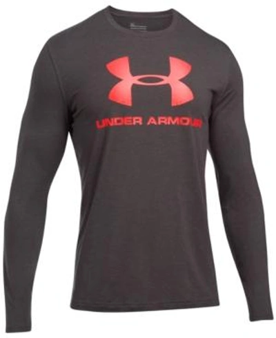 Shop Under Armour Men's Long-sleeve Logo T-shirt In Grey/red