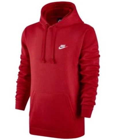 Shop Nike Men's Pullover Fleece Hoodie In University Red