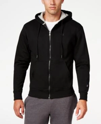 Shop Champion Men's Powerblend Fleece Zip Hoodie In Black