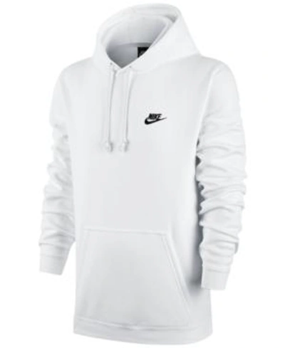 Shop Nike Men's Pullover Fleece Hoodie In White