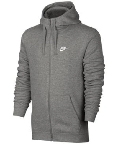 Shop Nike Men's Fleece Zip Hoodie In Dark Grey Heather