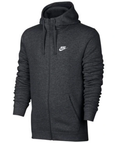 Shop Nike Men's Fleece Zip Hoodie In Charcoal Heather