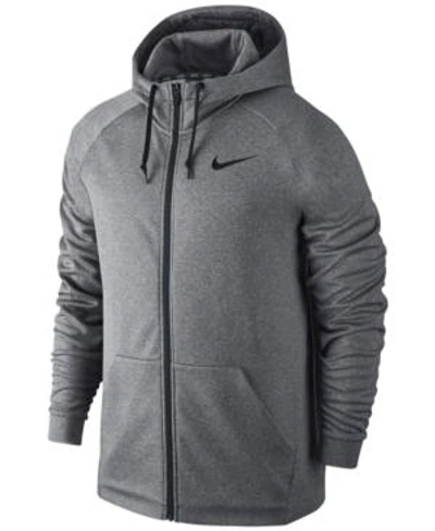 Shop Nike Men's Full-zip Therma Hoodie In Carbon Heather Grey