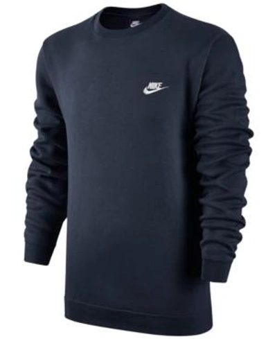 Shop Nike Men's Crewneck Fleece Sweatshirt In Obsidian