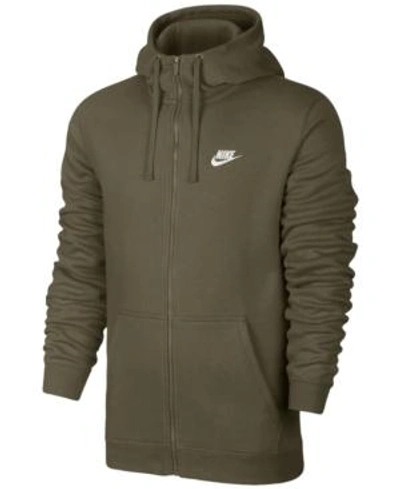 Shop Nike Men's Fleece Zip Hoodie In Olive