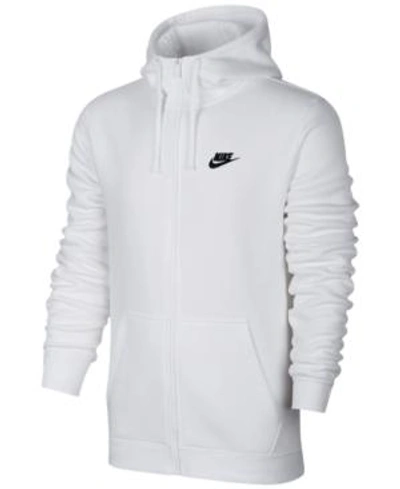 Shop Nike Men's Fleece Zip Hoodie In White/black