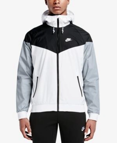 Shop Nike Men's Windrunner Colorblocked Jacket In White/black