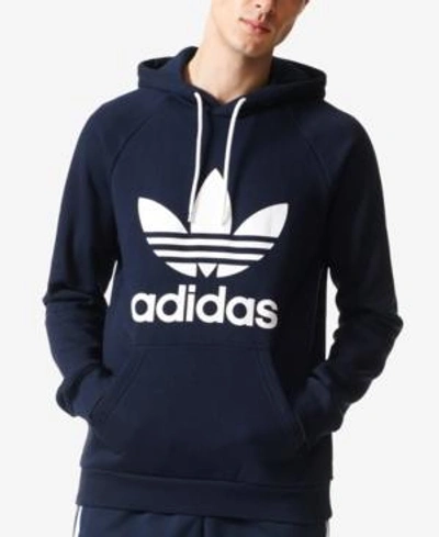 Shop Adidas Originals Men's Fleece Trefoil Hoodie In Navy