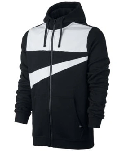 Shop Nike Men's Sportswear Full-zip Logo Hoodie In Black/white