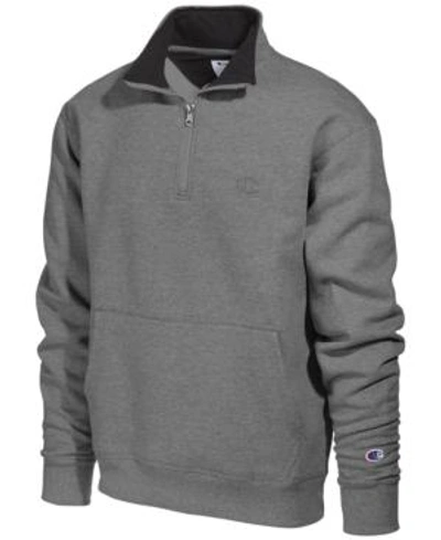 Shop Champion Men's Powerblend Fleece Quarter-zip Sweatshirt In Granite Heather