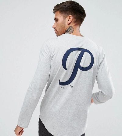 Shop Majestic Long Sleeve T-shirt With Pittsburgh Pirates Back Print - Gray