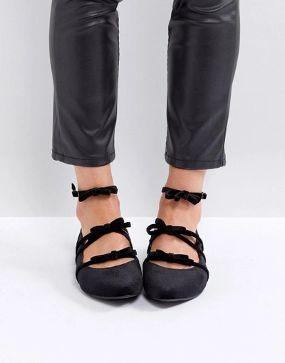 New Look Velvet Multi Strap Pointed Flat Shoe - Black | ModeSens