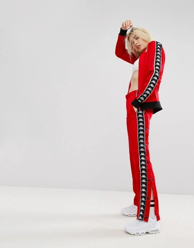 Kappa Relaxed Tracksuit Bottoms With Popper Sides Co-ord Red | ModeSens