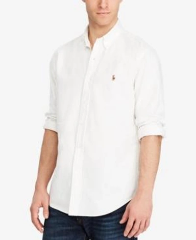 Shop Polo Ralph Lauren Men's Classic Fit Long Sleeve Oxford Shirt In White