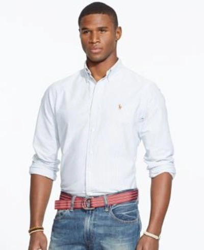 Shop Polo Ralph Lauren Men's Long-sleeve Multi-striped Oxford Shirt In Blue White Stripe