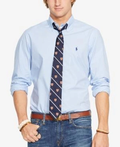 Shop Polo Ralph Lauren Men's Men's Long Sleeve Checked Poplin Shirt In Blue/white