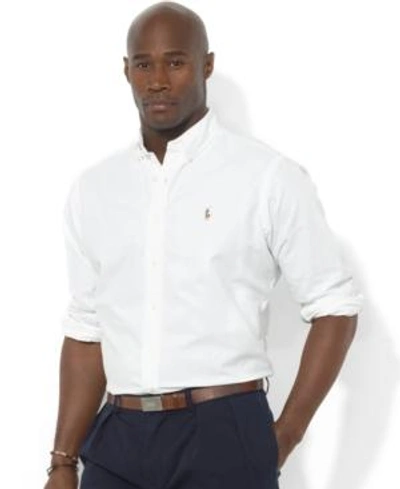 Polo Ralph Lauren Long-sleeve Button-up Shirt With Pointed Collar And Embroidered Logo In White