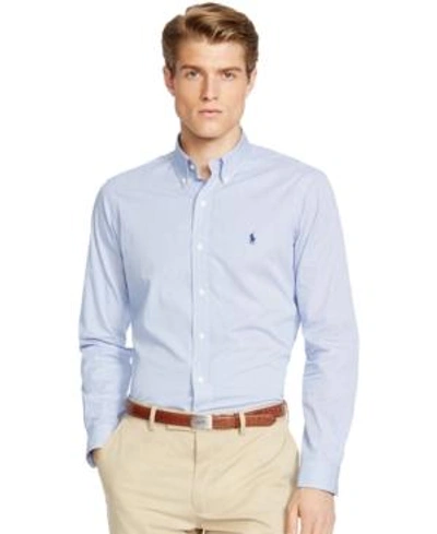 Shop Polo Ralph Lauren Slim-fit Men's Long Sleeve Stretch Poplin Shirt In Blue White