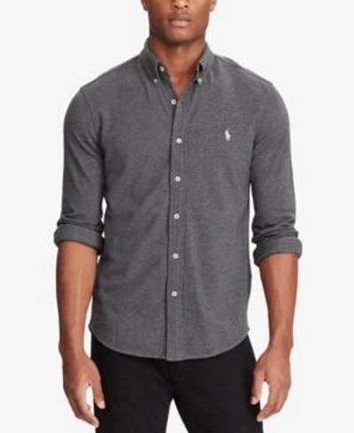 Shop Polo Ralph Lauren Men's Classic Fit Cotton Mesh Shirt, Created For Macy's In Grey