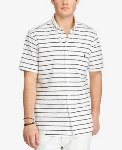 Shop Polo Ralph Lauren Men's Big & Tall Striped Short-sleeve Shirt In White/black