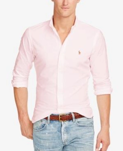 Shop Polo Ralph Lauren Slim-fit Stretch-oxford Shirt In Pink