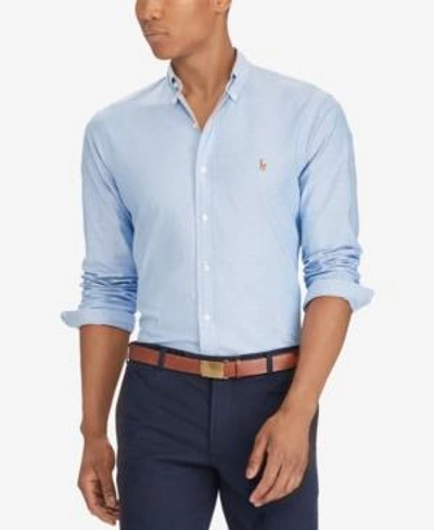 Shop Polo Ralph Lauren Slim-fit Stretch-oxford Shirt In Blue