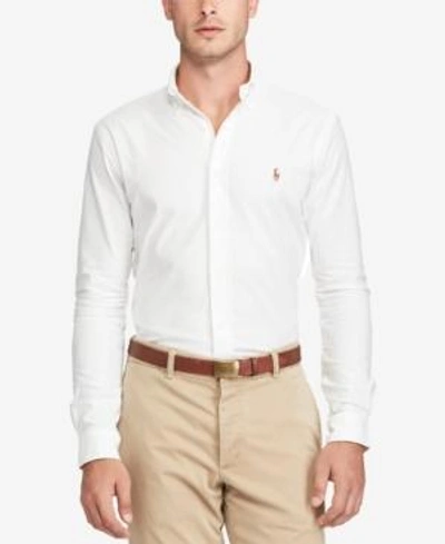 Shop Polo Ralph Lauren Slim-fit Stretch-oxford Shirt In White