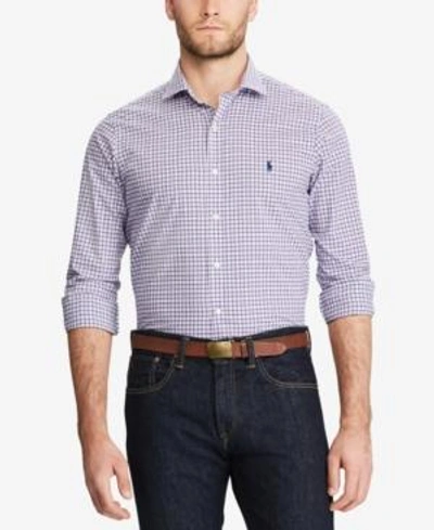 Shop Polo Ralph Lauren Men's Big & Tall Classic-fit Plaid Shirt In Lavender/white Multi