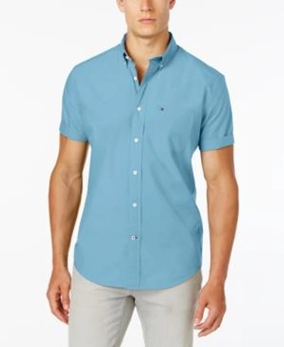Shop Tommy Hilfiger Men's Maxwell Short-sleeve Button-down Shirt In Blue Bell