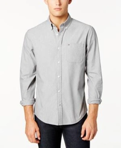 Shop Tommy Hilfiger Men's Custom-fit Dean Dobby Chambray Shirt In Griffin