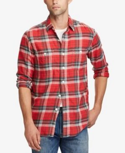 Shop Polo Ralph Lauren Men's Standard-fit Workshirt In Red/grey Multi