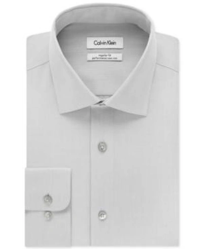 Shop Calvin Klein Steel Men's Classic-fit Non-iron Performance Herringbone Dress Shirt In Smoke