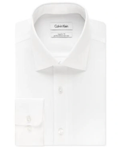 Shop Calvin Klein Steel Men's Classic-fit Non-iron Performance Herringbone Dress Shirt In White