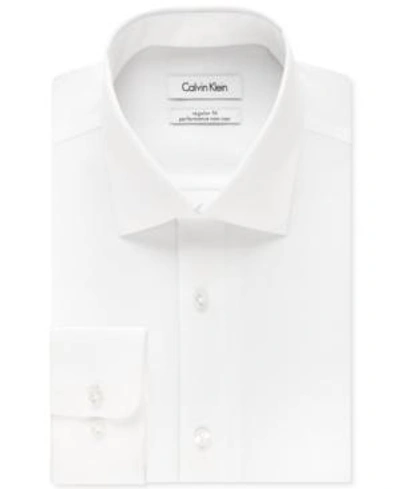 Shop Calvin Klein Steel Men's Big & Tall Classic-fit Non-iron Herringbone Dress Shirt In White