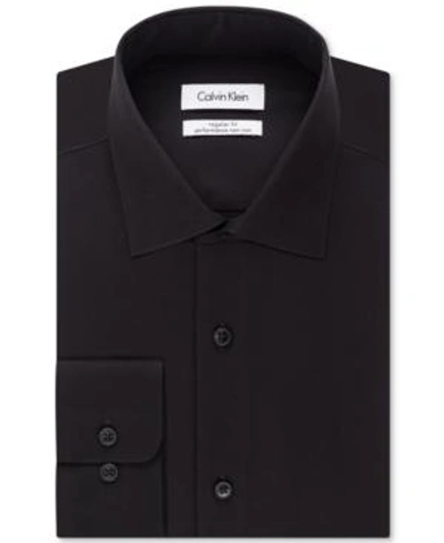 Shop Calvin Klein Steel Men's Big & Tall Classic-fit Non-iron Herringbone Dress Shirt In Black