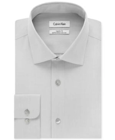 Shop Calvin Klein Steel Men's Big & Tall Classic-fit Non-iron Herringbone Dress Shirt In Smoke
