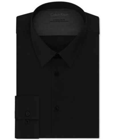 Shop Calvin Klein X Men's Tall Extra-slim Fit Stretch Solid Dress Shirt In Black