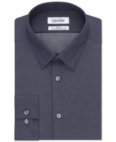 Shop Calvin Klein Steel Men's Slim Fit Non Iron Performance Herringbone Point Collar Dress Shirt In Smokey Blue