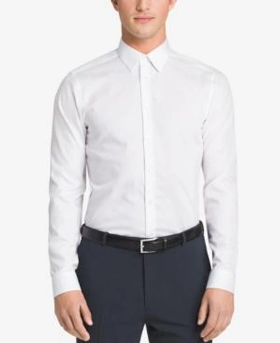 Shop Calvin Klein Steel Men's Slim-fit Non-iron Herringbone Dress Shirt In White