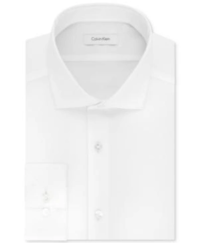 Shop Calvin Klein Steel Men's Slim-fit Non-iron Stretch Performance Dress Shirt In White