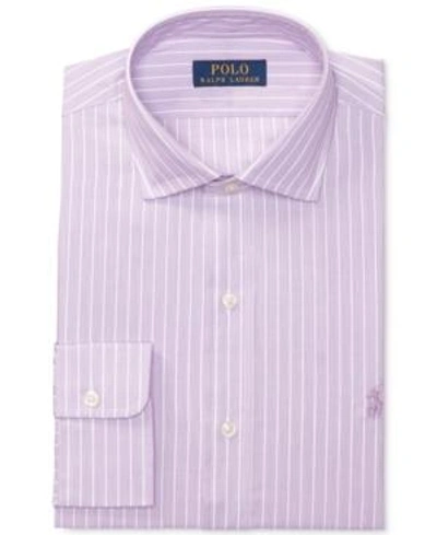 Shop Polo Ralph Lauren Men's Classic/regular Fit Pinpoint Lilac Stripe Poplin Dress Shirt