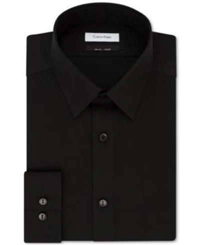 Shop Calvin Klein Men's Slim-fit Performance Non-iron Stretch Infinite Color Dress Shirt In Black