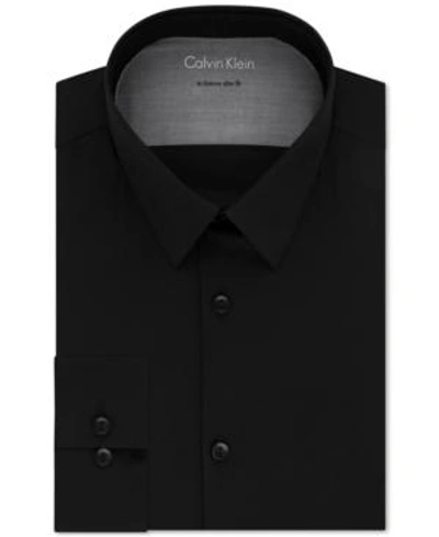Shop Calvin Klein X Men's Extra-slim Fit Thermal Stretch Performance Solid Dress Shirt In Black