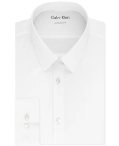 Shop Calvin Klein X Men's Extra-slim Fit Thermal Stretch Performance Solid Dress Shirt In White