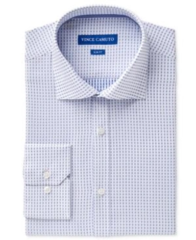 Shop Vince Camuto Men's Slim-fit Comfort Stretch Print Dress Shirt In Med Blue