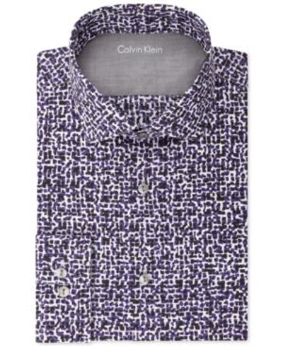 Shop Calvin Klein X Men's Extra-slim Fit Thermal Stretch Performance Deep Plum Print Dress Shirt