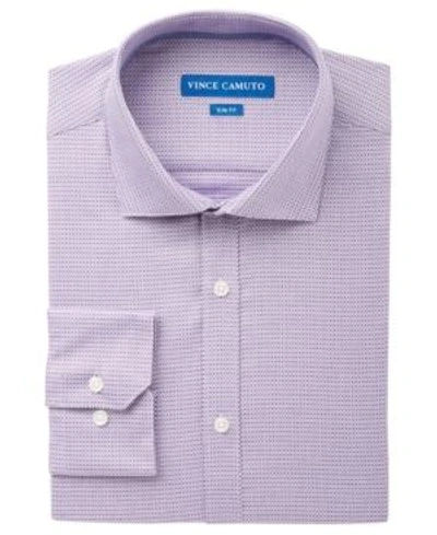 Shop Vince Camuto Men's Slim-fit Comfort Stretch Print Dress Shirt In Purple