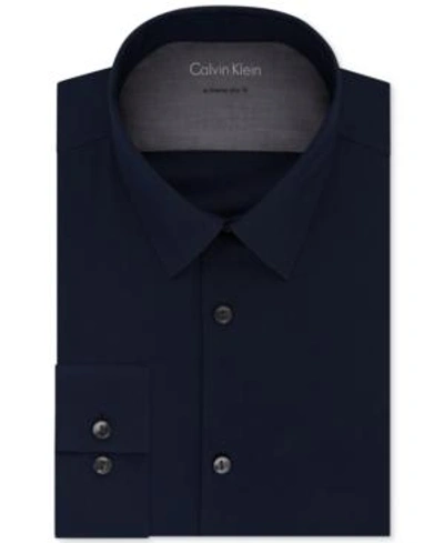 Shop Calvin Klein X Men's Extra-slim Fit Thermal Stretch Performance Solid Dress Shirt In Navy