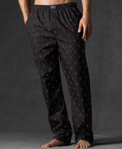 Shop Polo Ralph Lauren Men's Polo Player Pajama Pants In Black/red